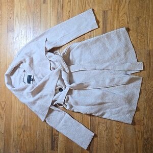 Bernardo oatmeal belted boiled wool blend shawl collar wrap long coat